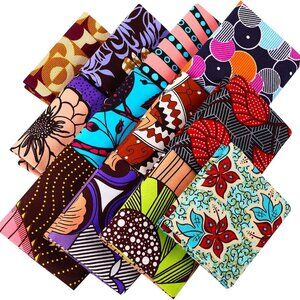 12 Pcs Vibrant African Print Fabric Fat Quarters for Craft, Sewing, Patchwork, a